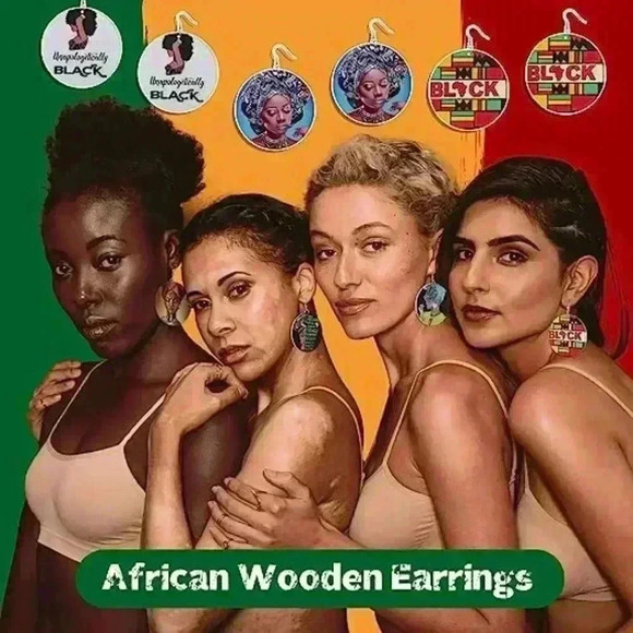 2 Pairs Juneteenth African Earrings - Picture 2 of 6